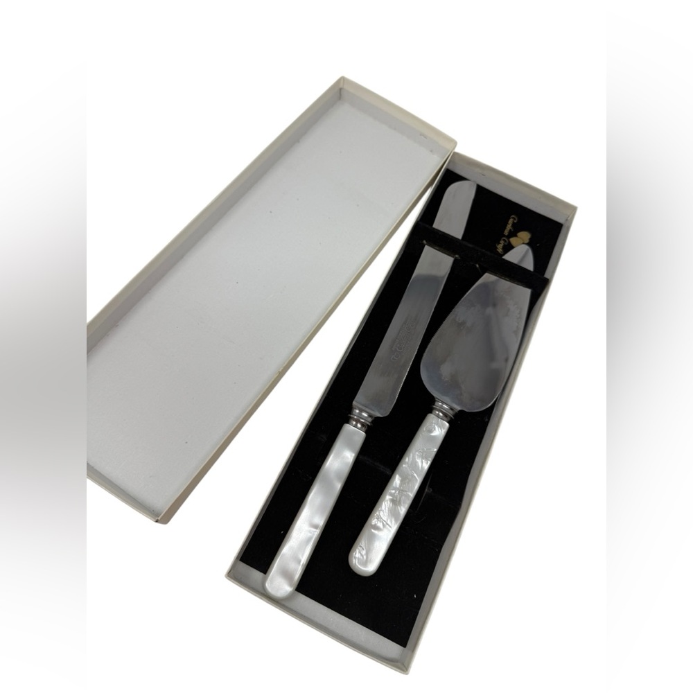 VINTAGE 2 Pc Cake Knife & Server Sheffield, England NWOT